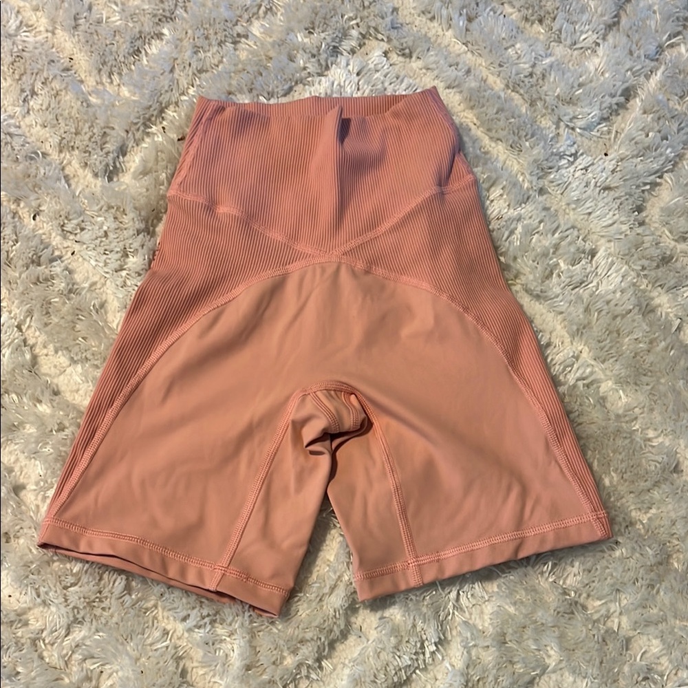 Pink Bike Shorts with Contoured Waistband and Stretch Fabric